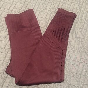 Athleta Seamless Ribbed High-Waist Leggings - Burgundy